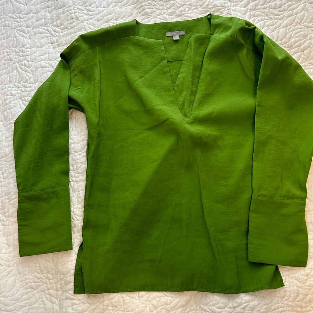 COS green tunic blouse size 2